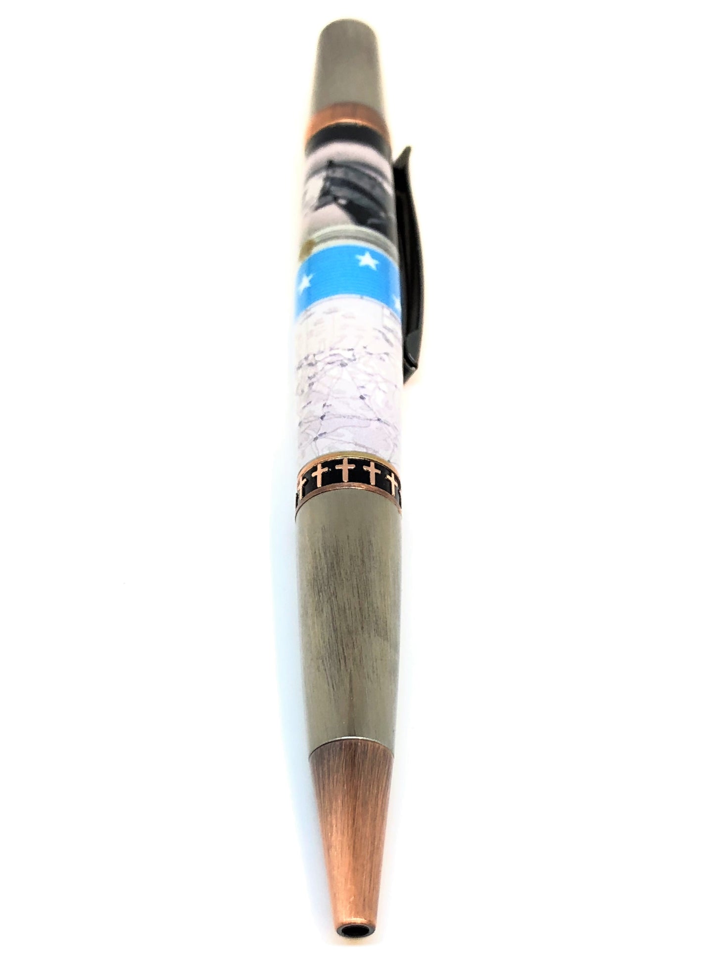 Elegant Monarch with Cross Band / Gunpolish and Antique Copper - D-Day Sand Clear Cast with COA