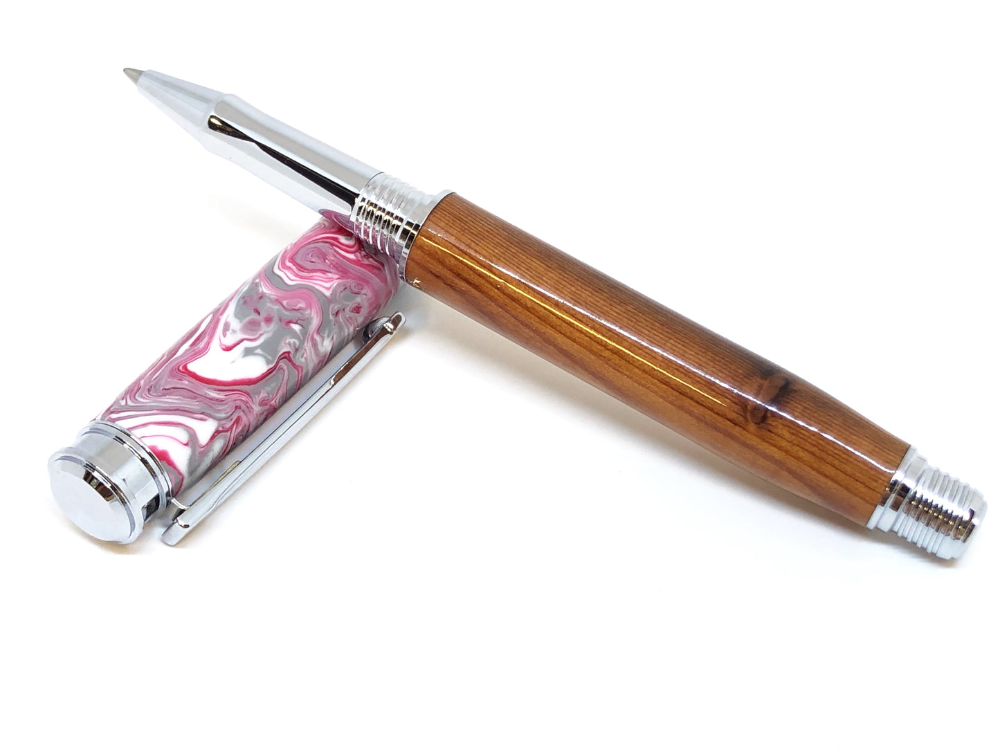 Leveche Rollerball / Chrome - Wood / Ohio Stadium and Resin / Buckeye Nation w/COA
