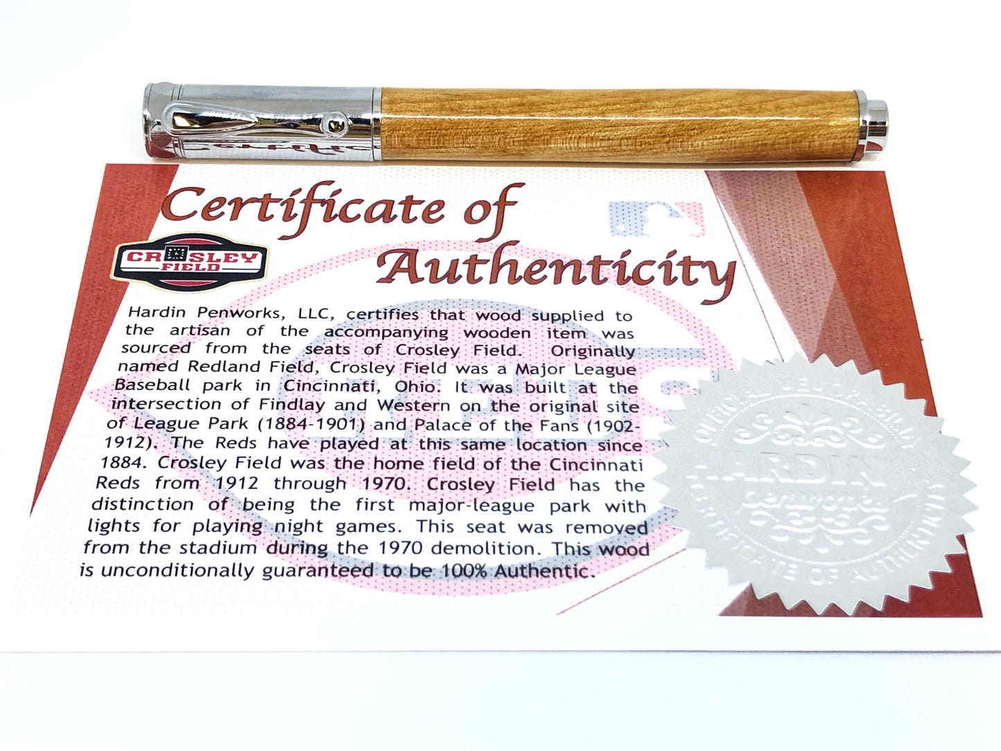 Zen Rollerball / Chrome - Wood / Crosley Field (Cincinnati Reds) w/COA