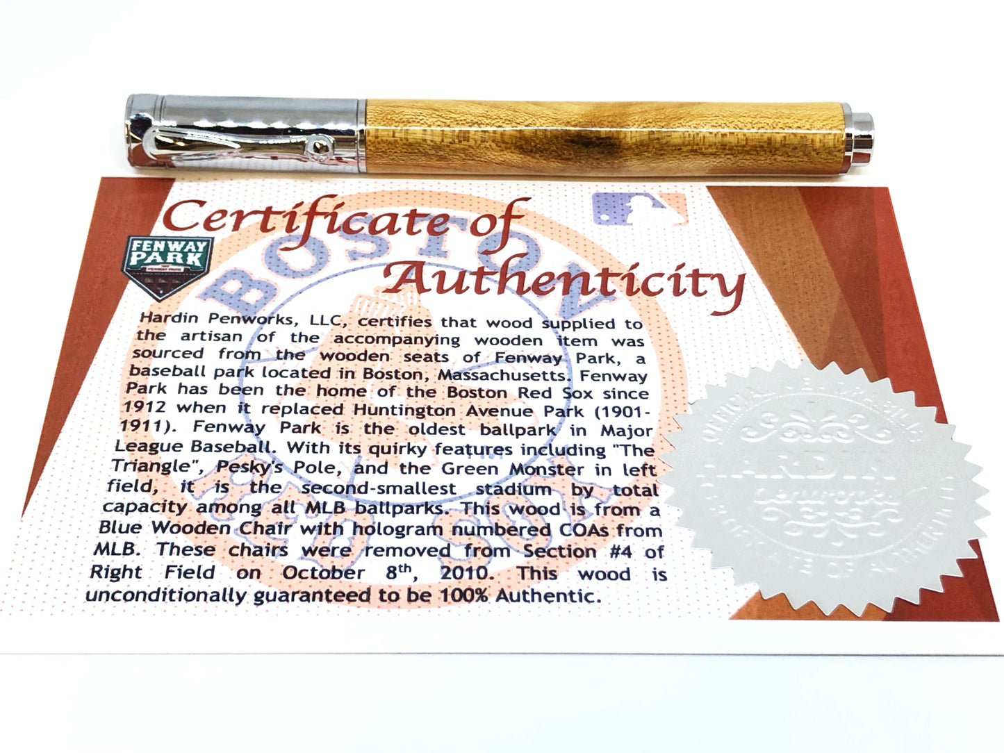 Zen Rollerball / Chrome - Wood / Fenway Park (Boston Red Sox) w/COA