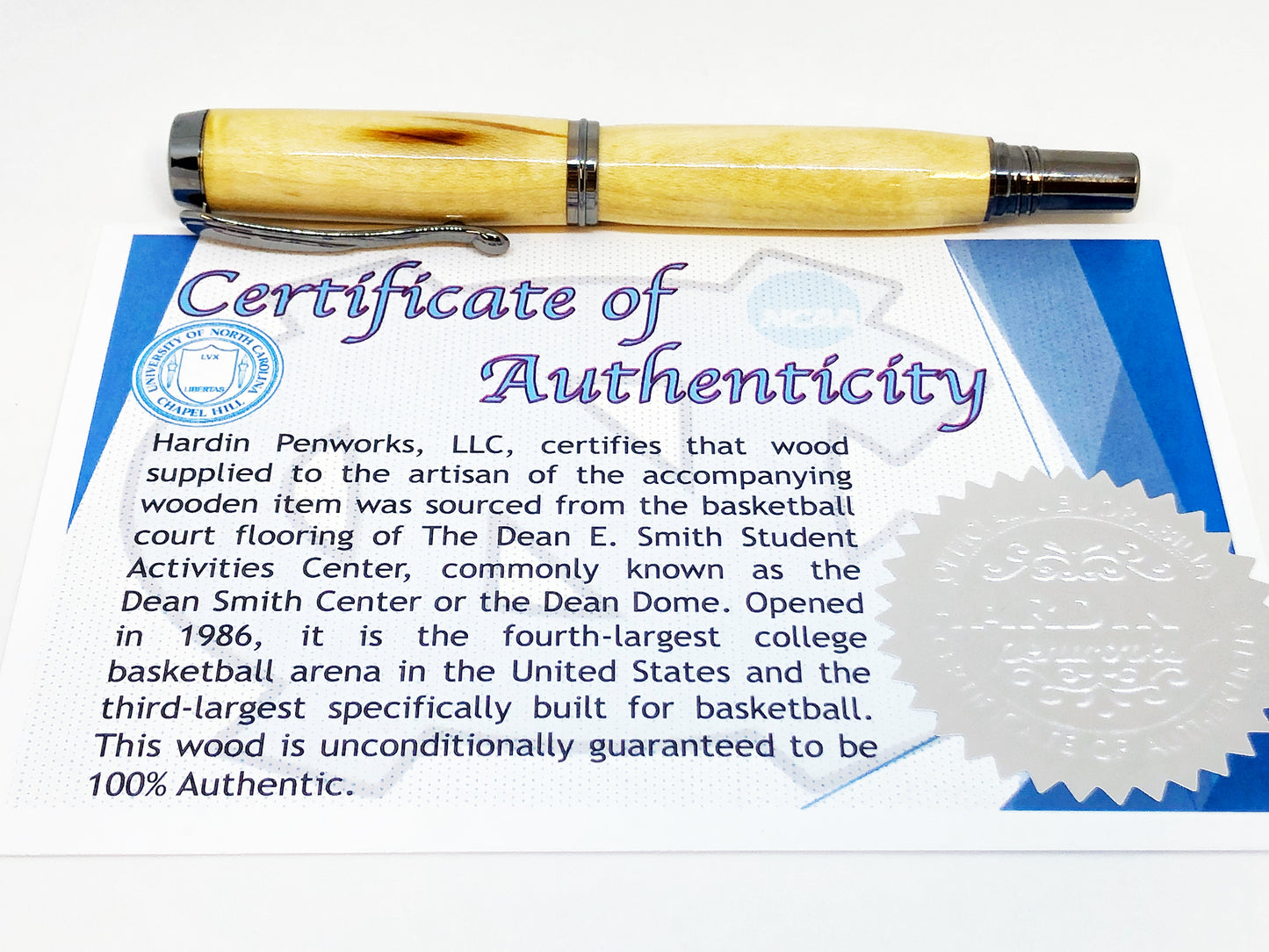 George Rollerball / Black Titanium - Wood / Dean Smith Center (UNC) w/COA