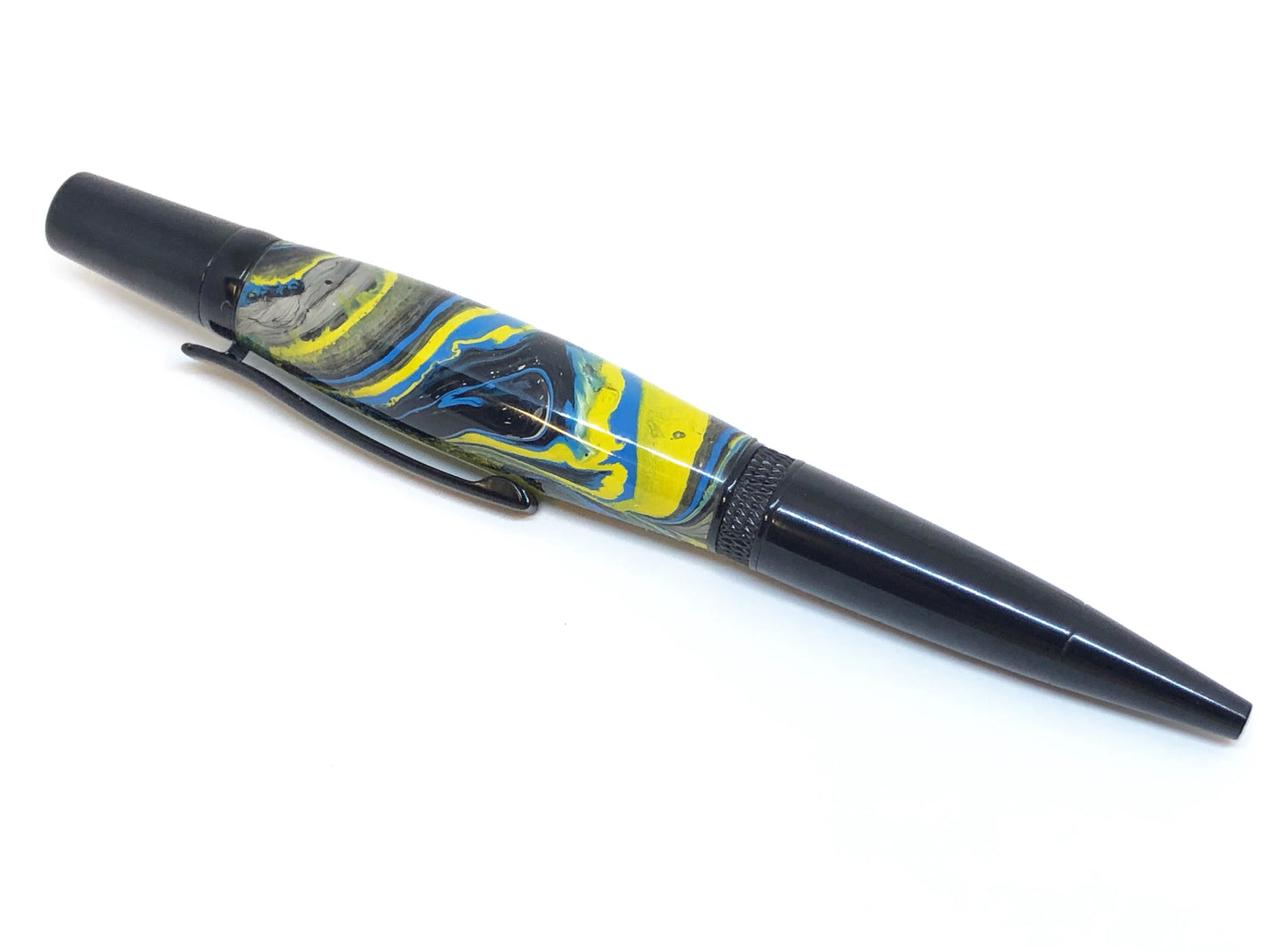 Diamond Knurl / Black Chrome - Hydro-dipped Clear Cast