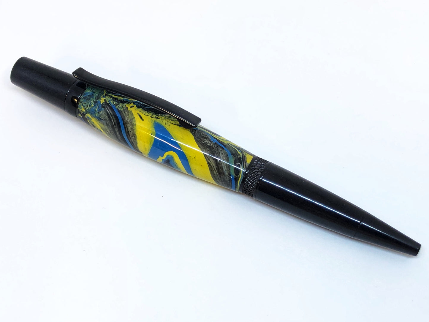 Diamond Knurl / Black Chrome - Hydro-dipped Clear Cast