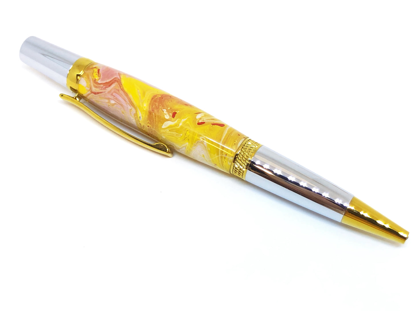 Diamond Knurl / Chrome and Gold - Hydro-dipped Clear Cast