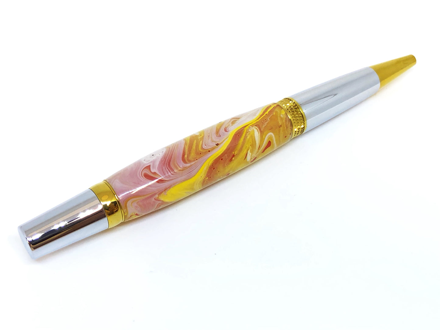 Diamond Knurl / Chrome and Gold - Hydro-dipped Clear Cast
