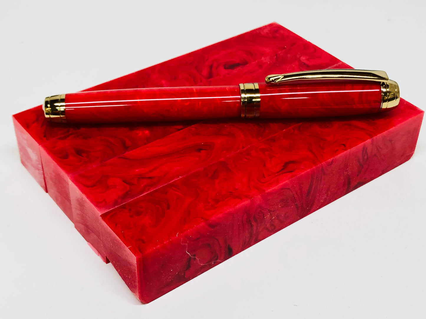 Mistral Rollerball / Titanium Gold - Custom Resin / Red Rain