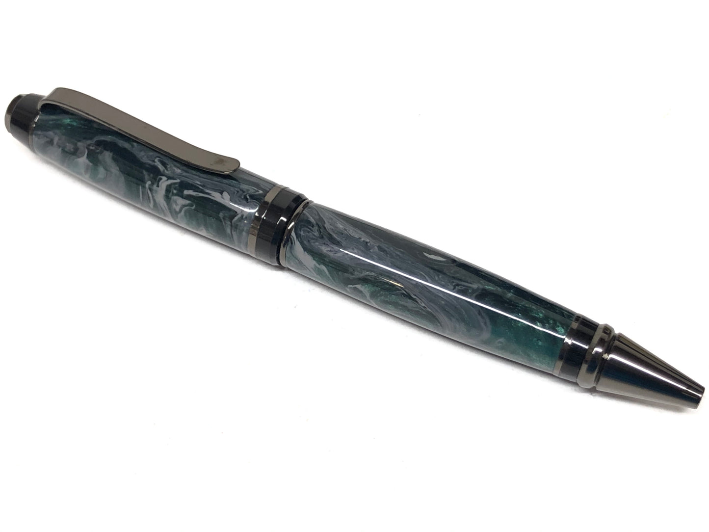 Cigar / Gunmetal - Resin / Jade Damascus