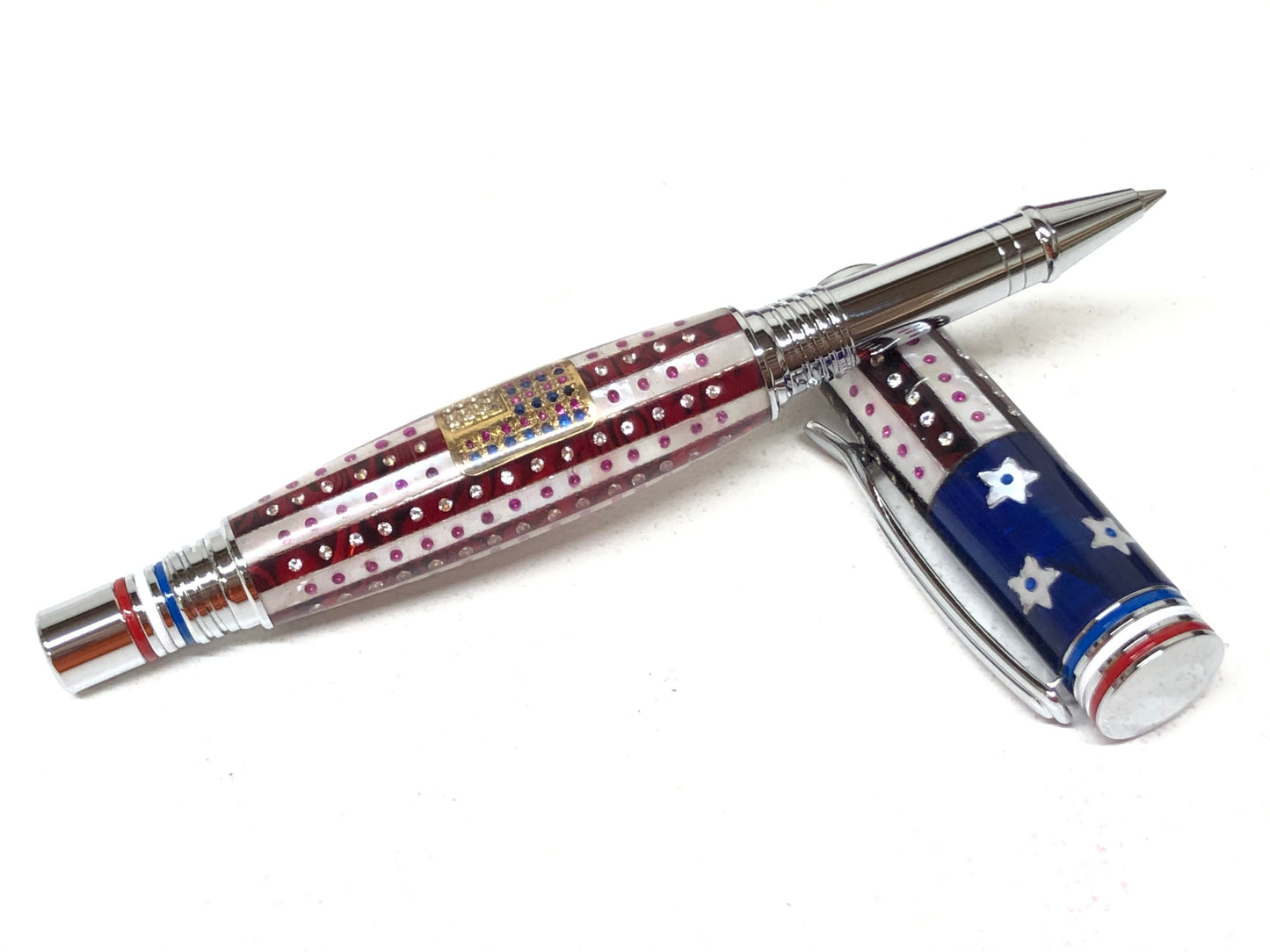 Ceres Rollerball / Chrome - Abalone Stars & Stripes Custom