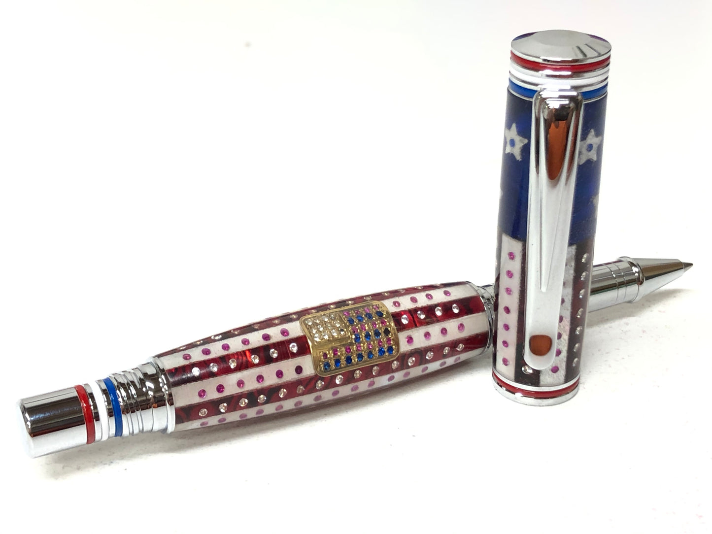 Ceres Rollerball / Chrome - Abalone Stars & Stripes Custom