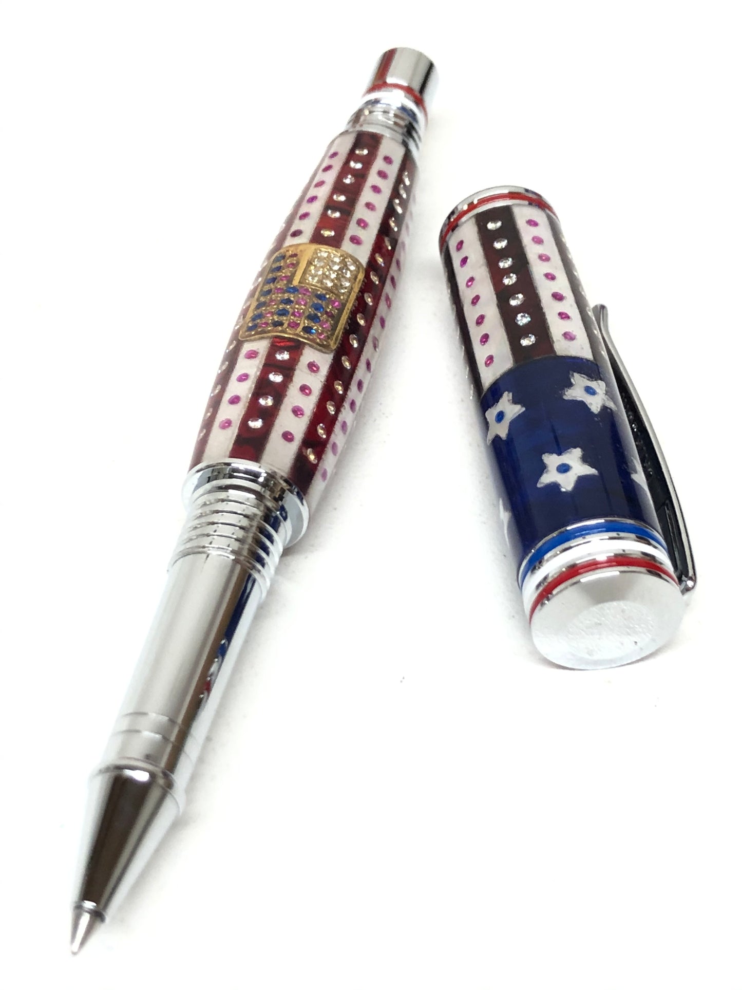 Ceres Rollerball / Chrome - Abalone Stars & Stripes Custom