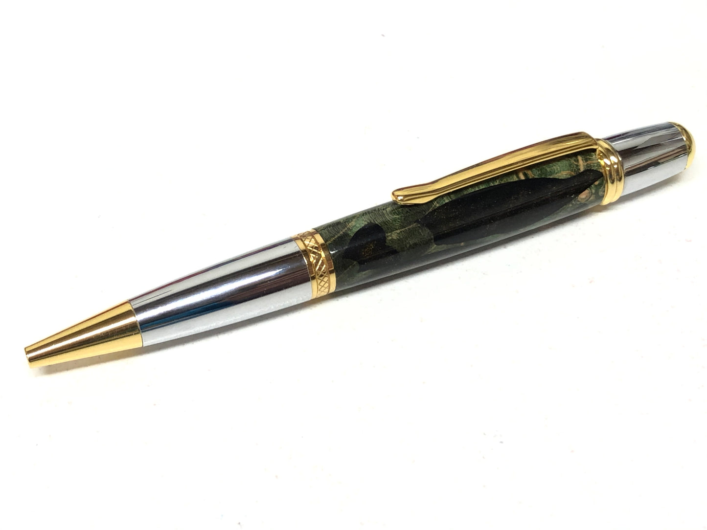Diamond Knurl / Chrome and Gold - Hybrid / Black Gold and Green Maple