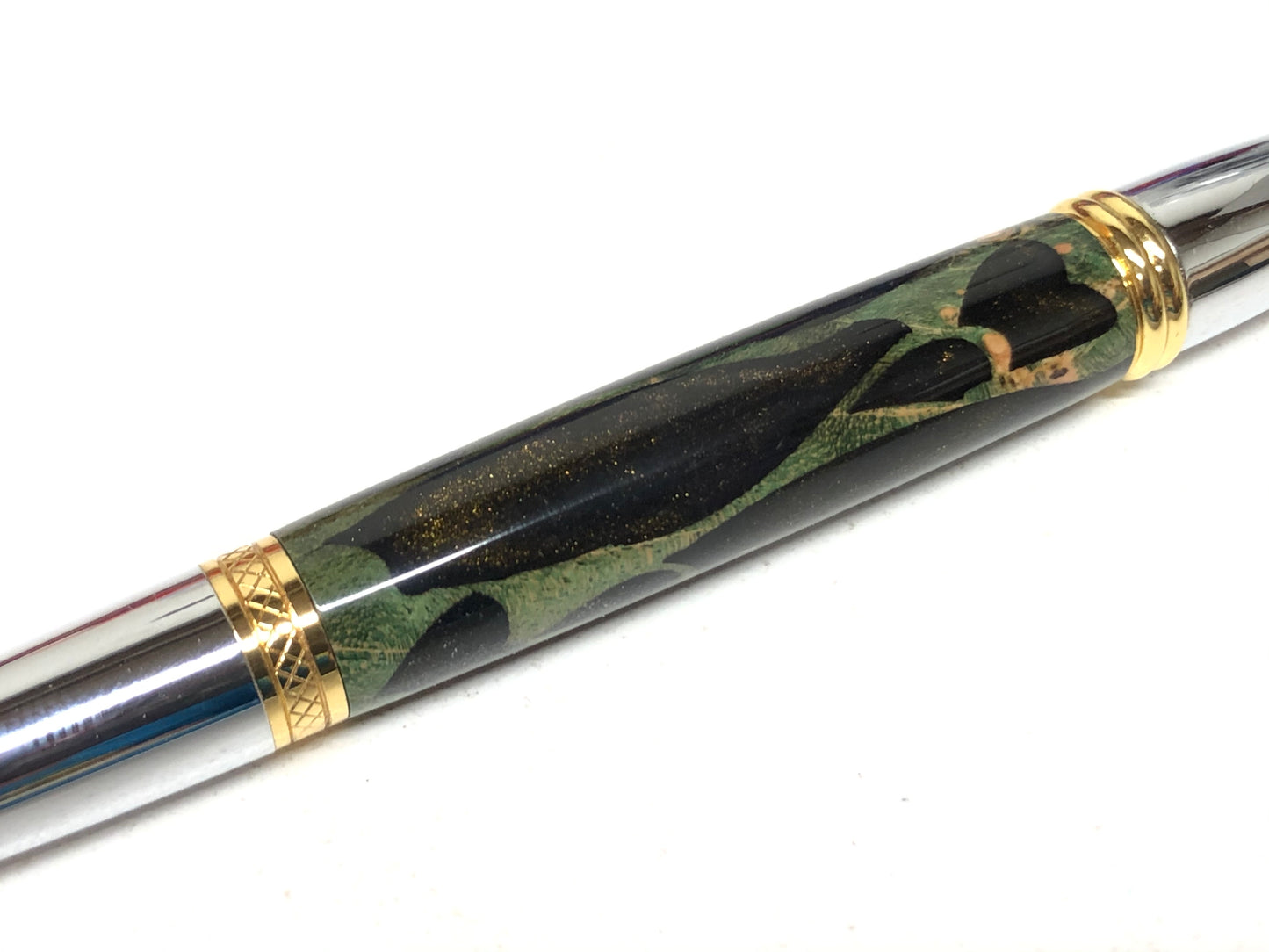 Diamond Knurl / Chrome and Gold - Hybrid / Black Gold and Green Maple