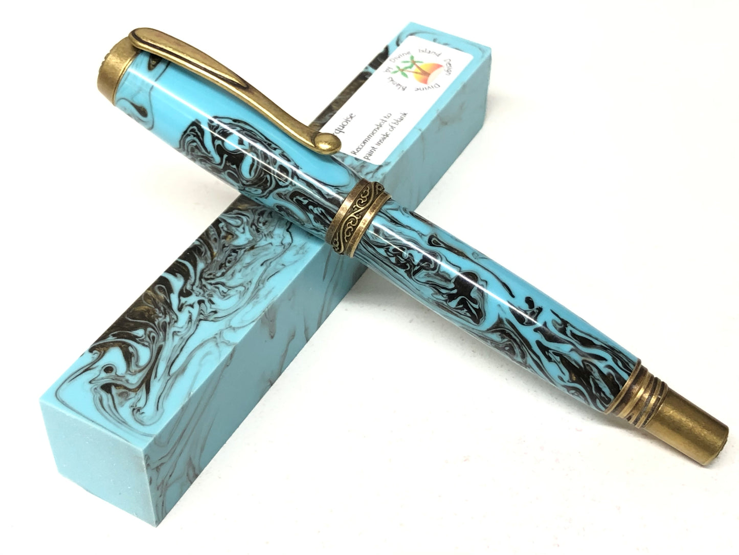 Joshua Rollerball / Antique Brass - "Turquoise" Custom Resin