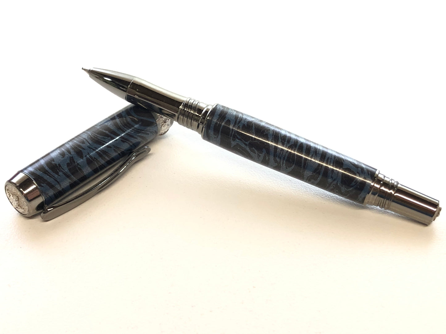 Aaron Rollerball / Black Titanium and Rhodium - Blue Black M3 Metal Composite