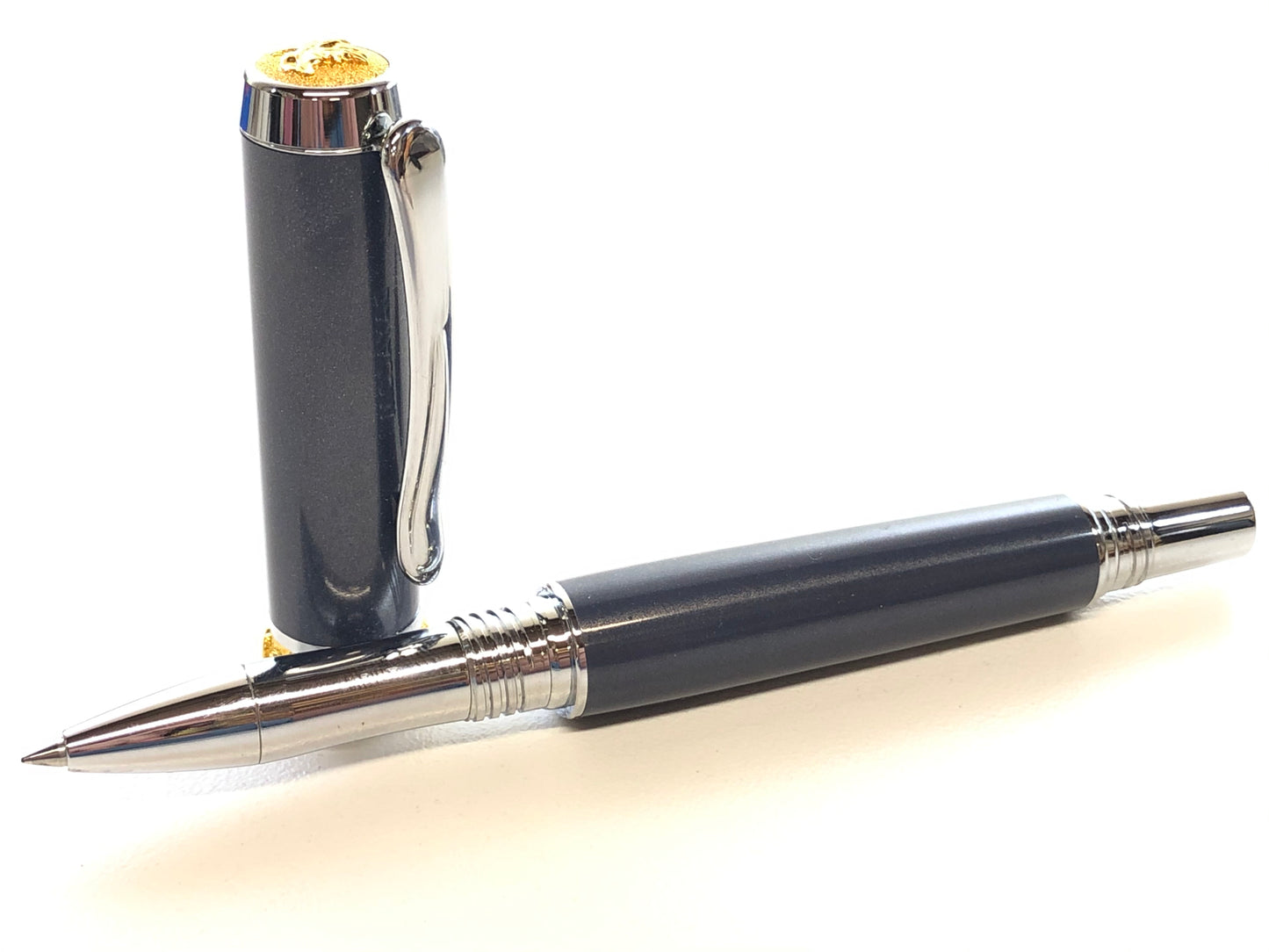 Aaron Rollerball / Chrome and Gold - Blue Bronze M3 Metal Composite