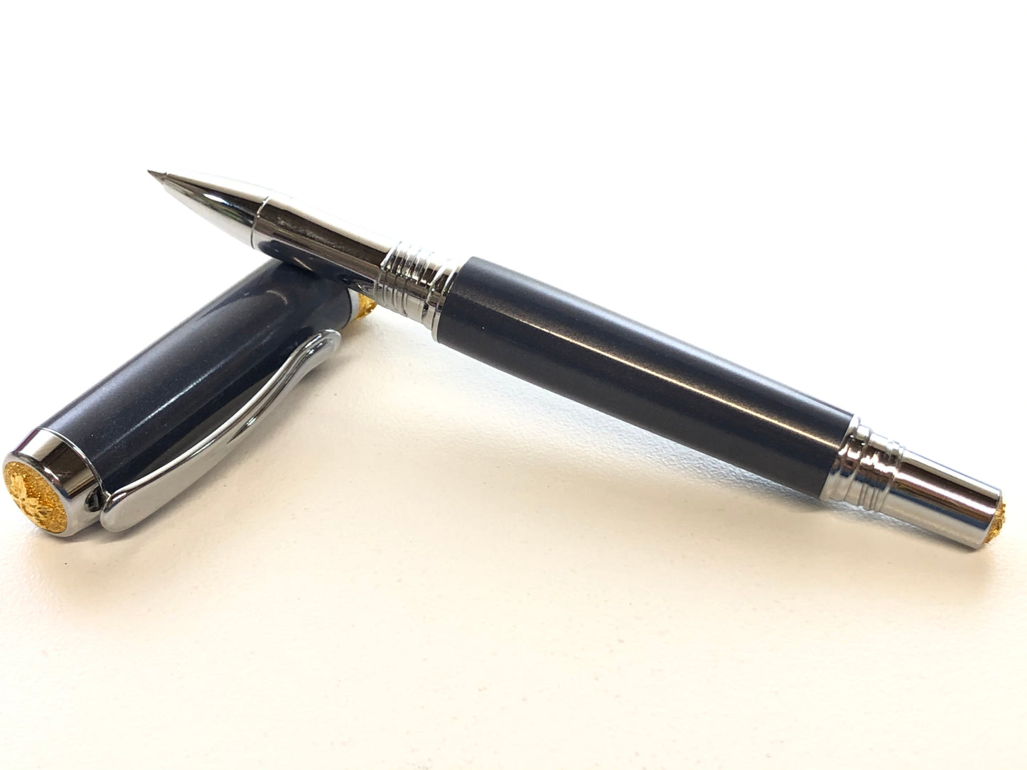 Aaron Rollerball / Chrome and Gold - Blue Bronze M3 Metal Composite