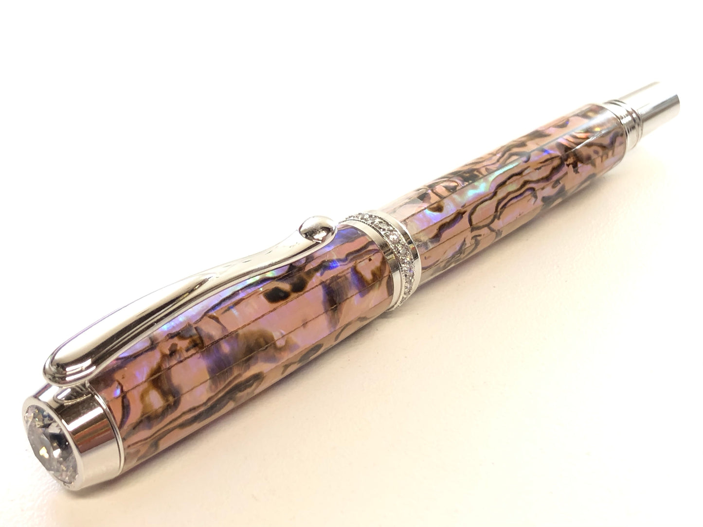 Venus Rollerball / Rhodium - Baby Pink Paua Abalone