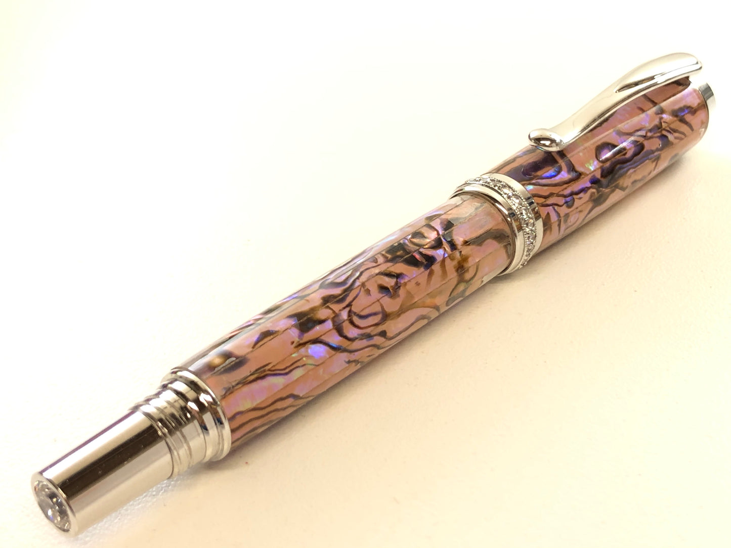 Venus Rollerball / Rhodium - Baby Pink Paua Abalone