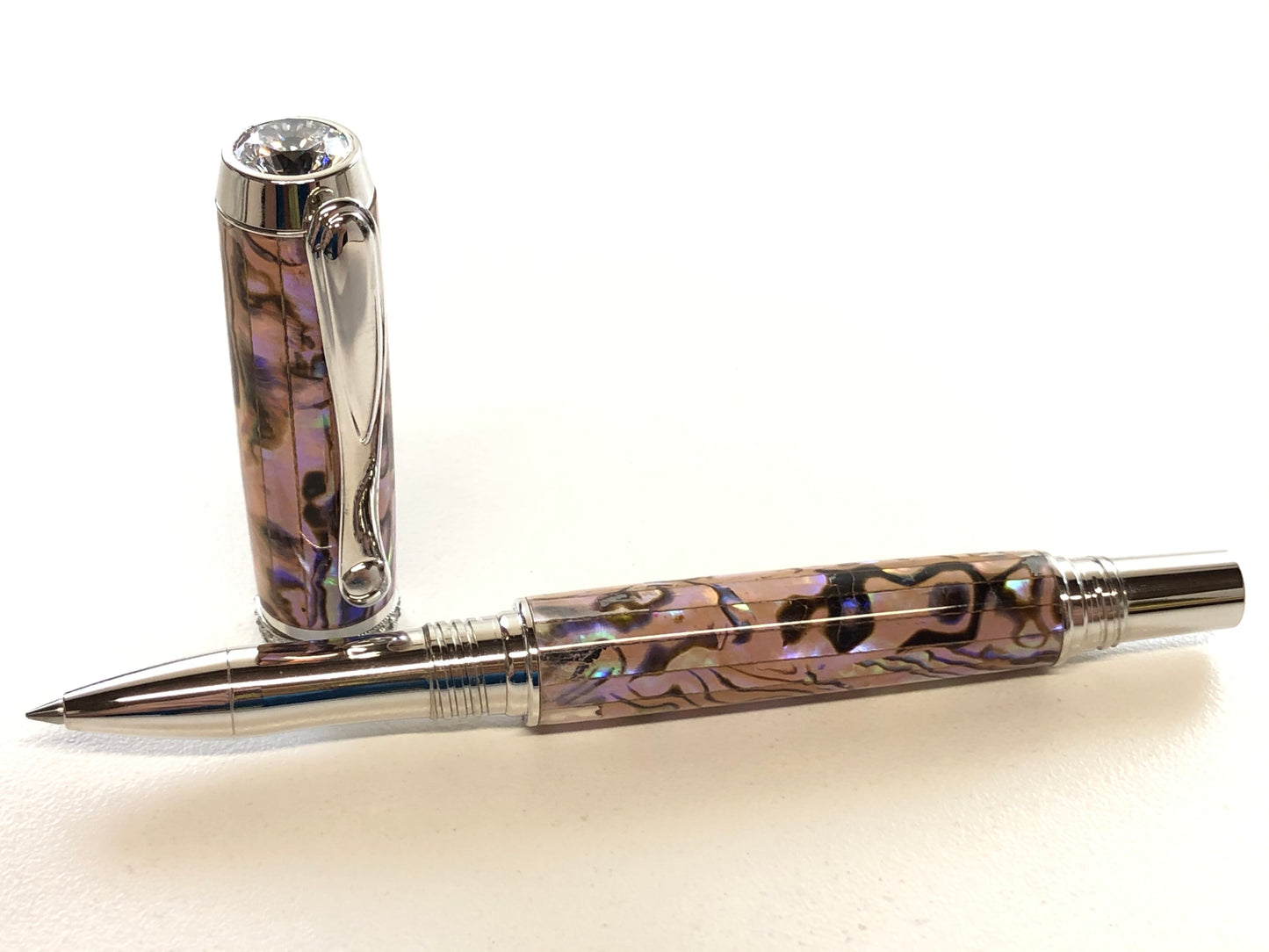 Venus Rollerball / Rhodium - Baby Pink Paua Abalone