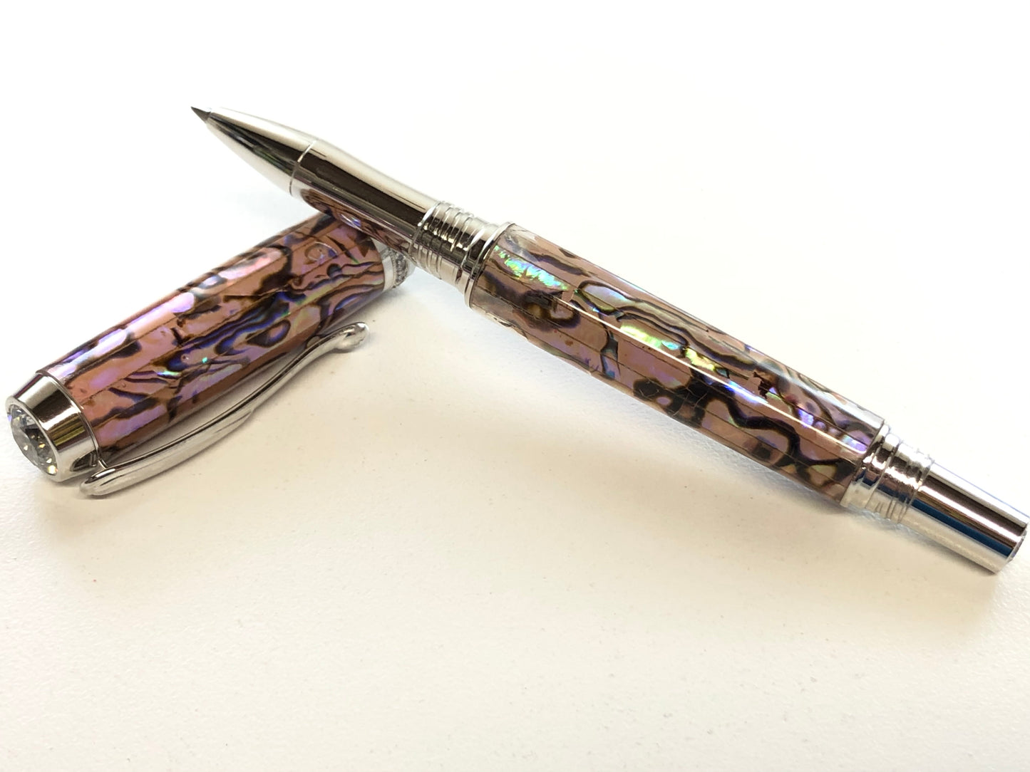 Venus Rollerball / Rhodium - Baby Pink Paua Abalone