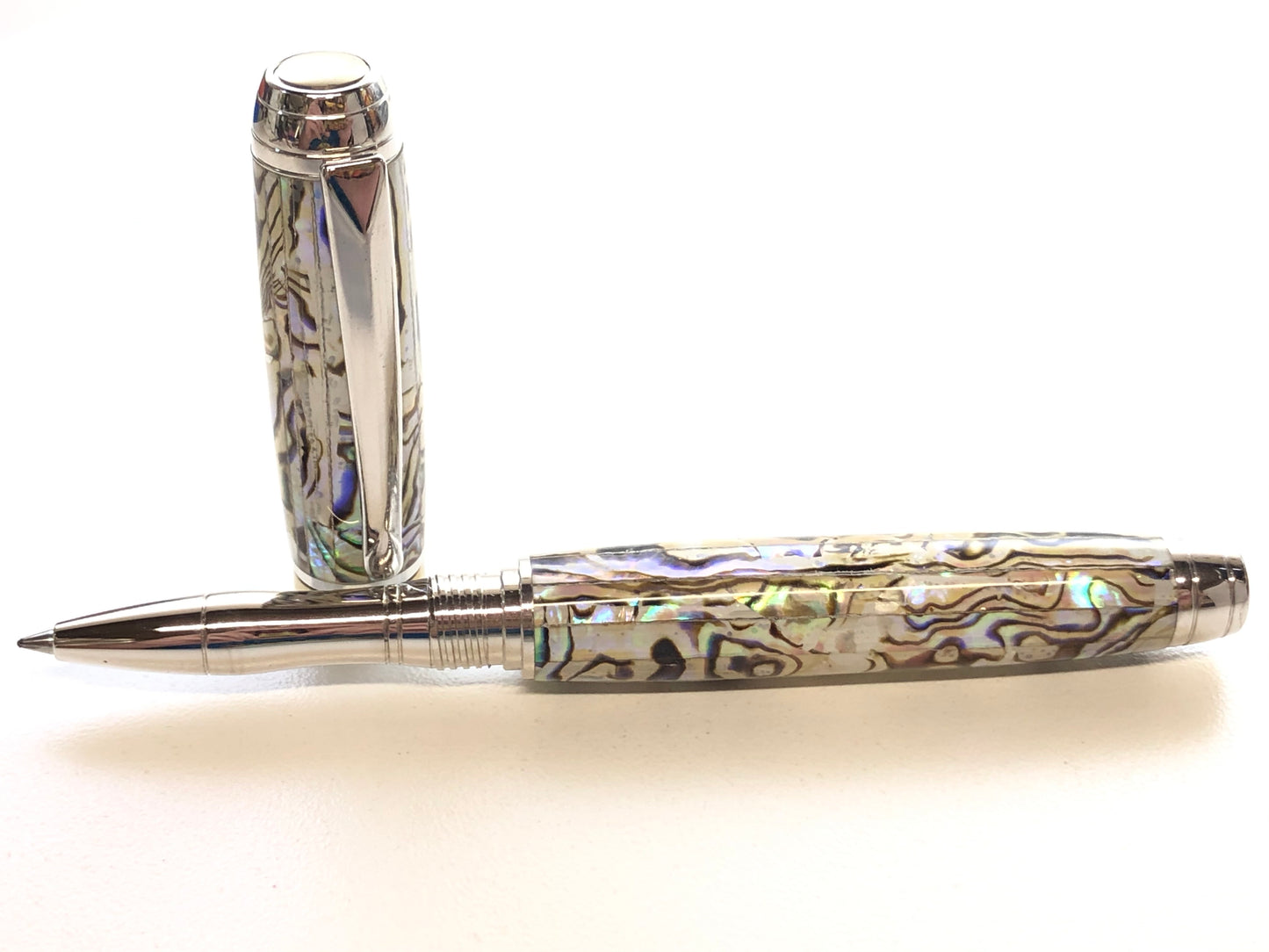 Mistral Rollerball / Rhodium - White Paua Abalone