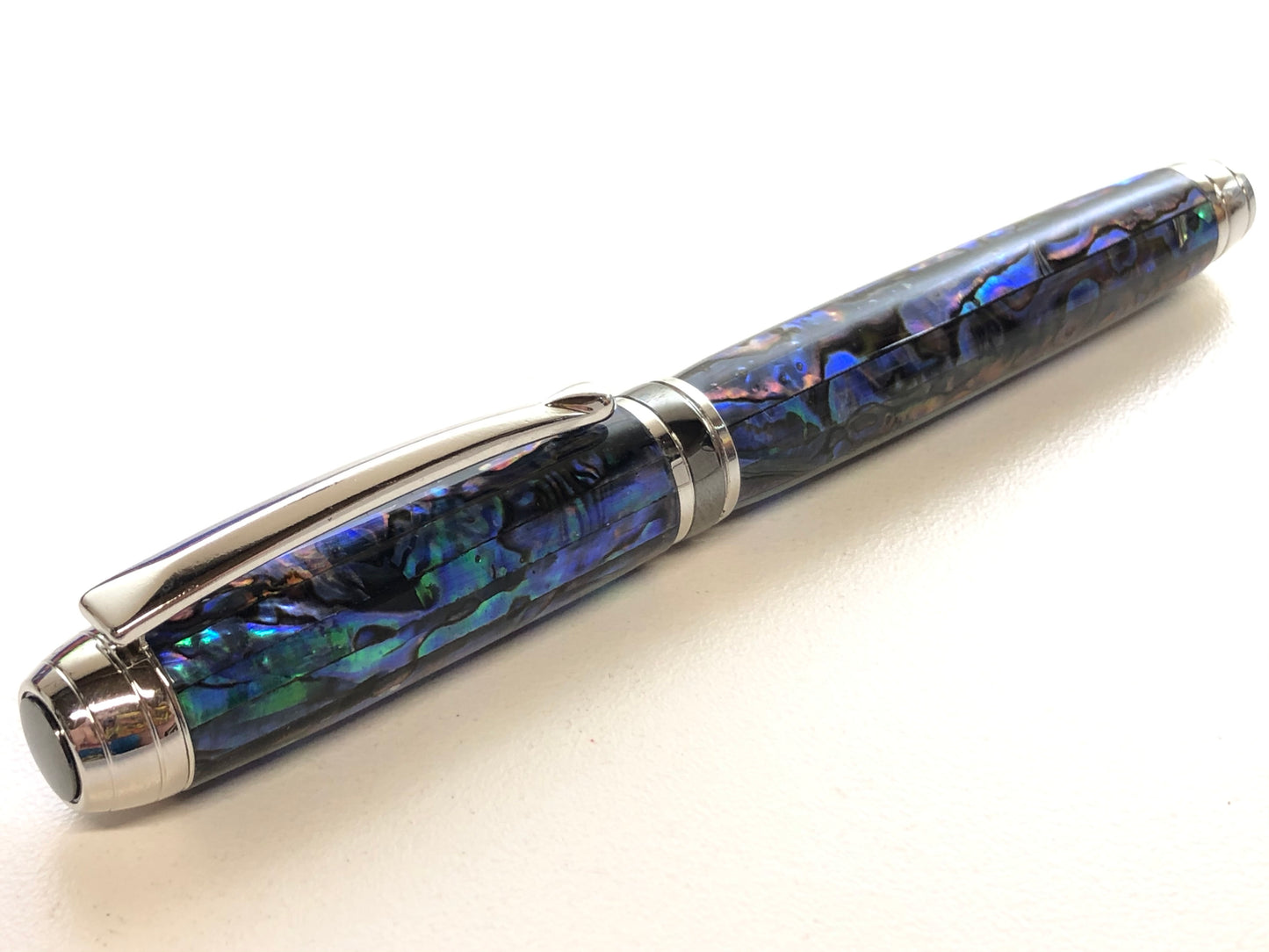 Mistral Rollerball / Rhodium and Black Titanium - Natural Paua Abalone