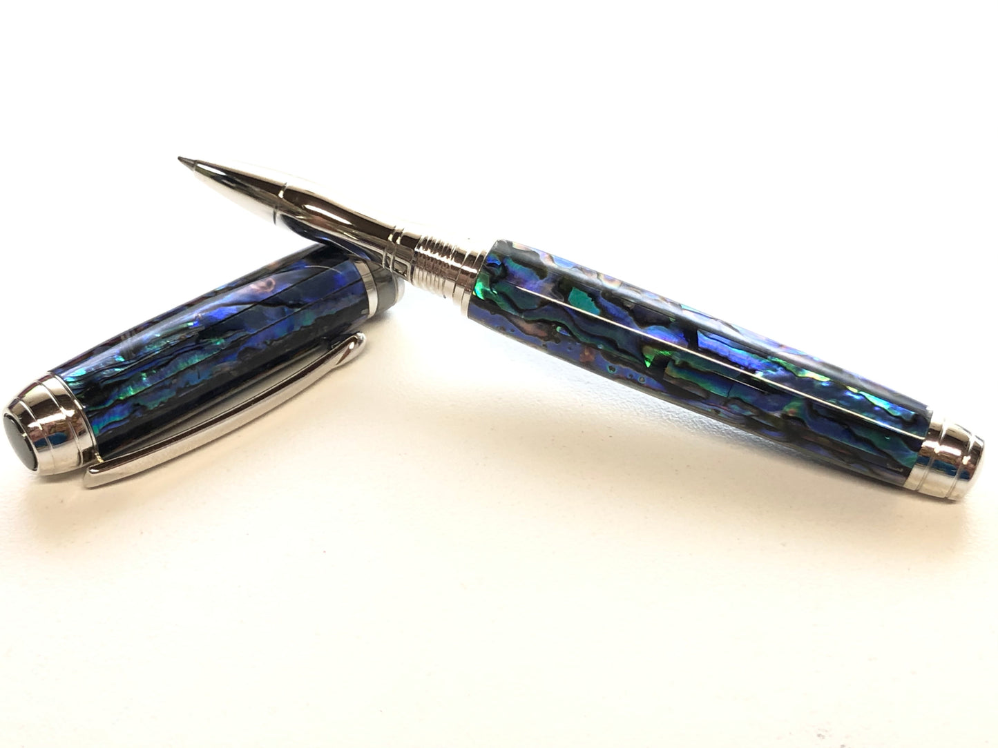 Mistral Rollerball / Rhodium and Black Titanium - Natural Paua Abalone