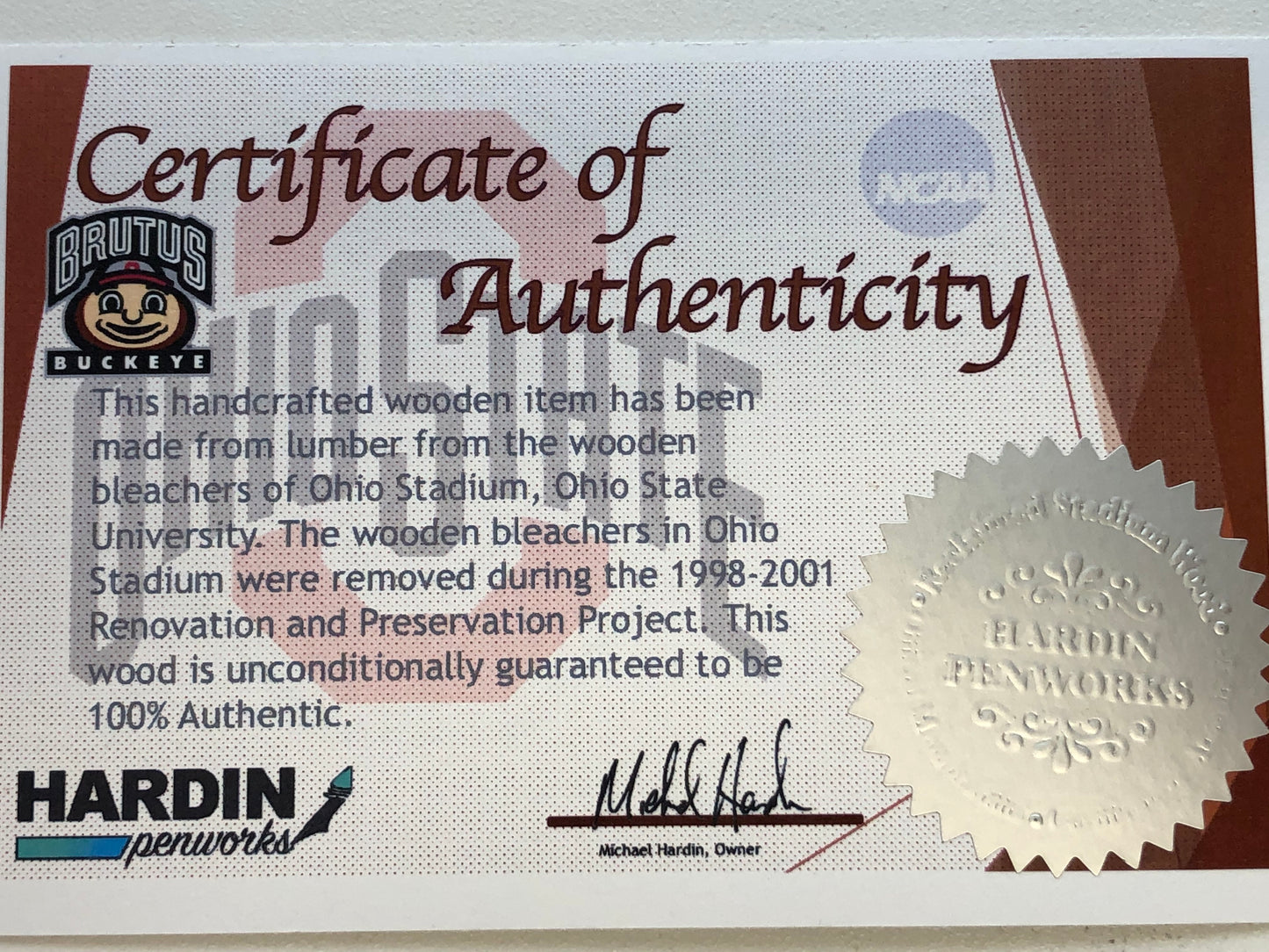 Sirocco / Rhodium and Black Titanium - Wood / Ohio Stadium with COA