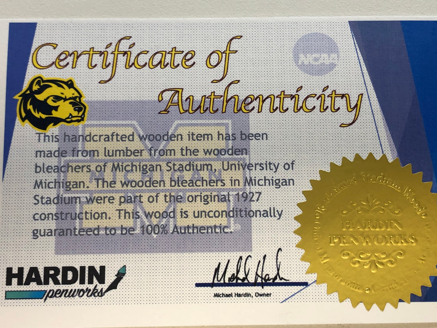 Sirocco / Black Titanium and Rhodium - Wood / Michigan Stadium with COA