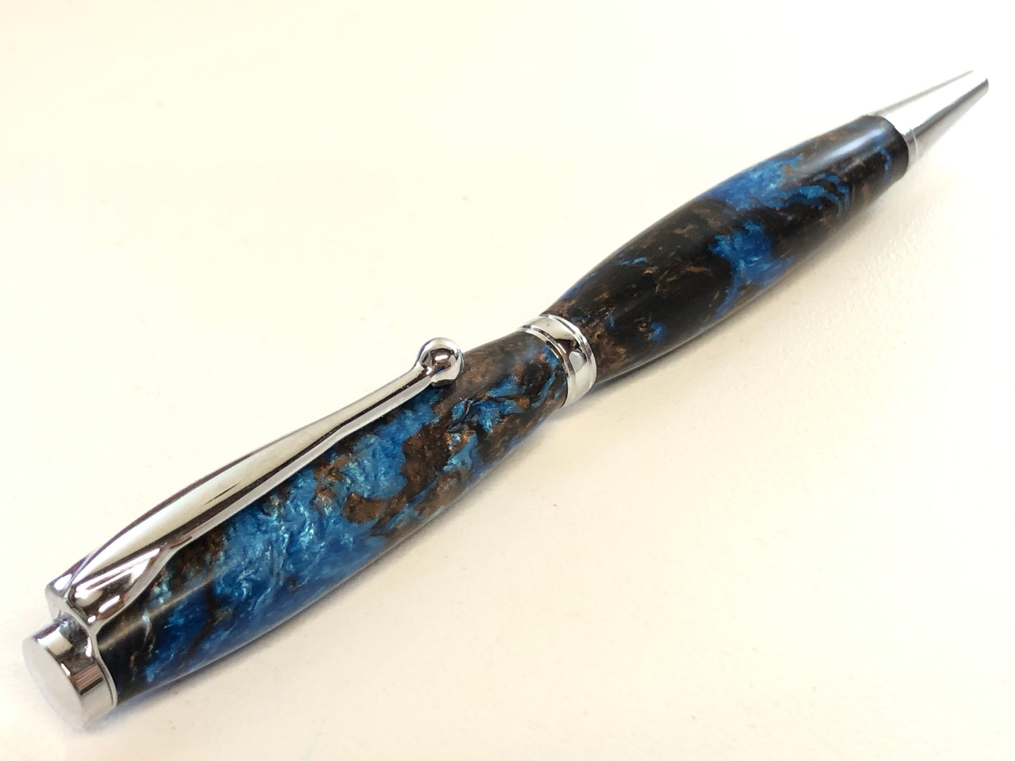 Slim Ballpoint / Chrome - Resin / Blue and Brown
