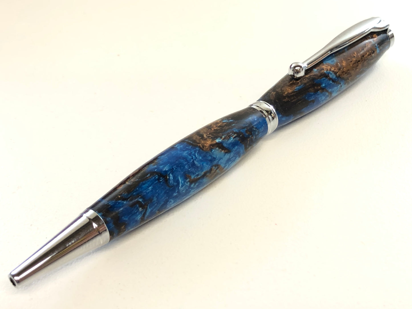 Slim Ballpoint / Chrome - Resin / Blue and Brown