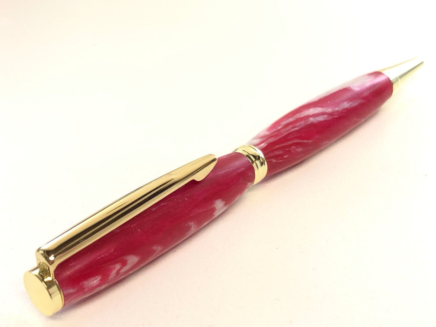Slim Ballpoint / Gold - Resin / Pink and White