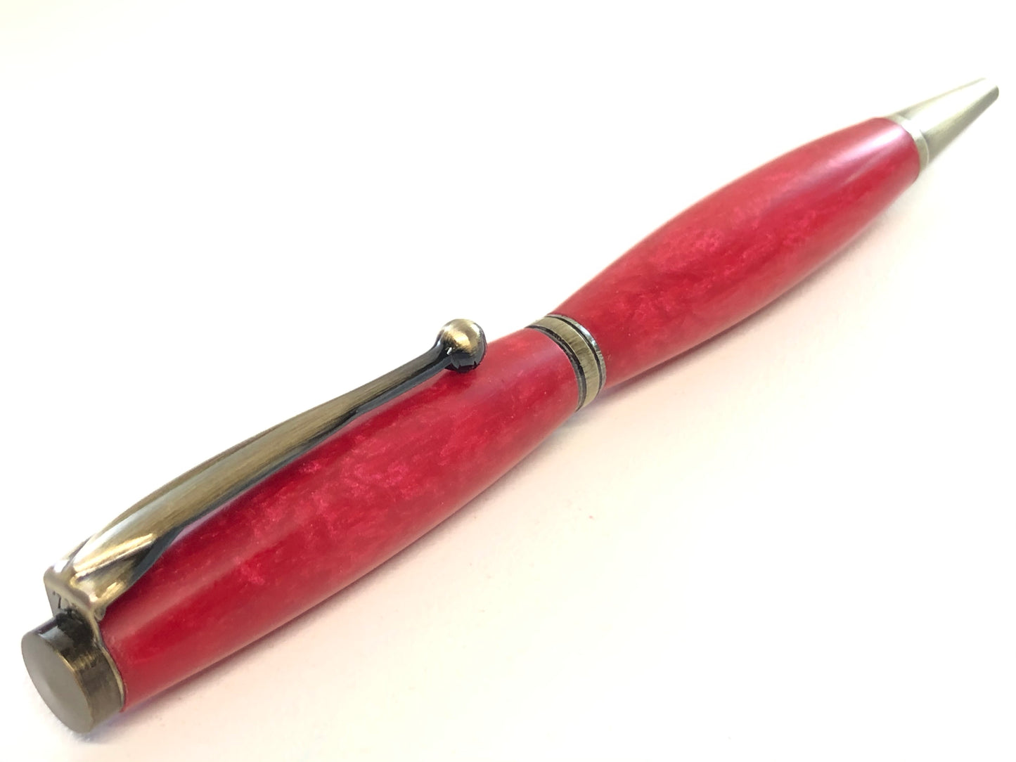 Slim Ballpoint / Antique Brass - Resin / Ruby Red