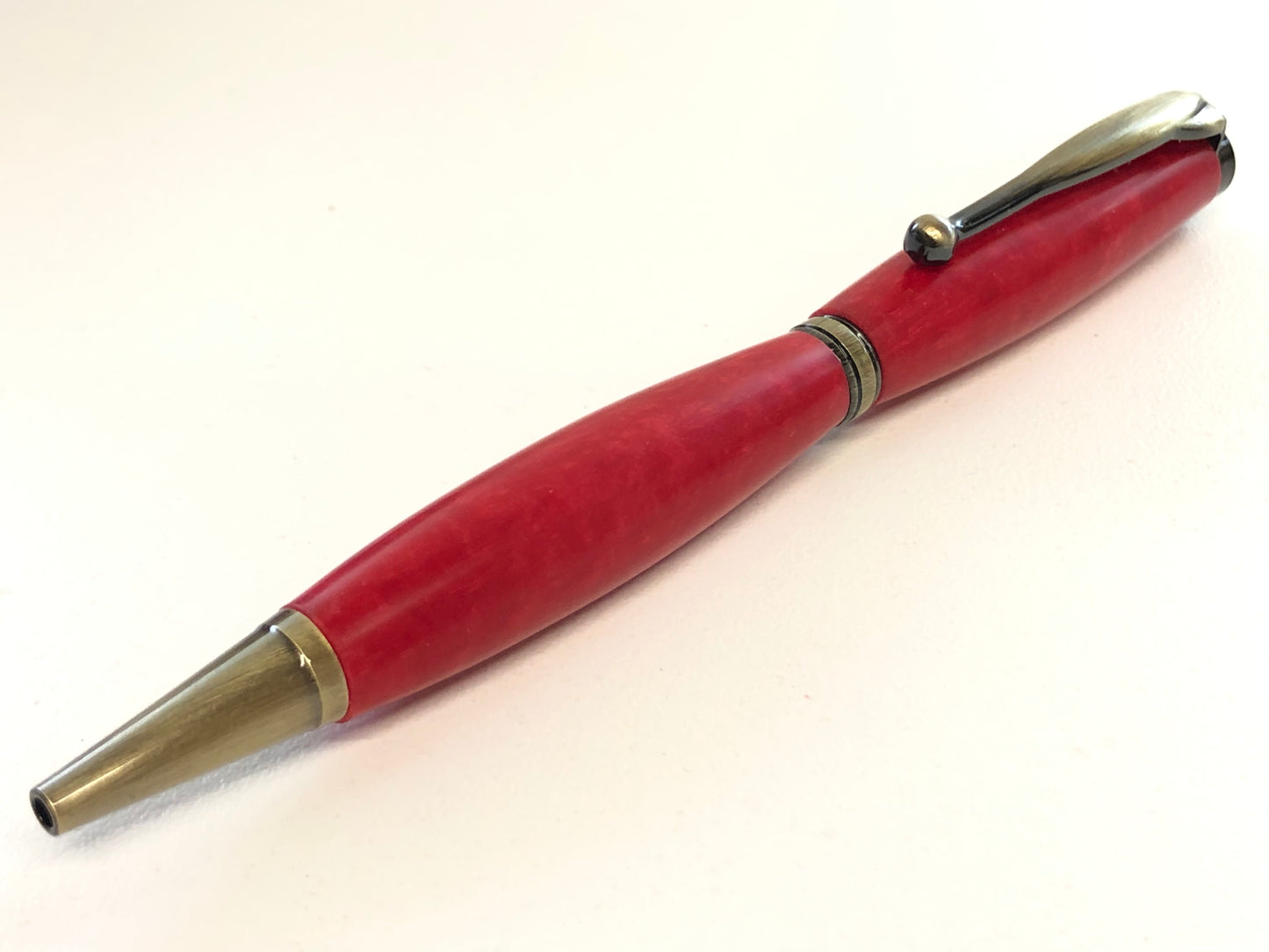 Slim Ballpoint / Antique Brass - Resin / Ruby Red