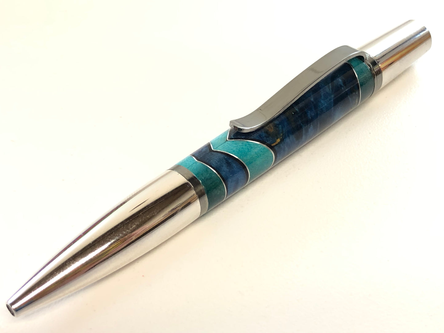 Ares / Rhodium and Black Titanium - Blue Maple and Aluminum Segmented Blank