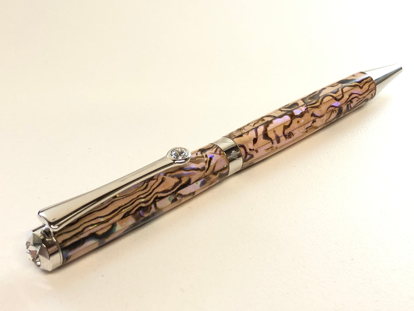 Zoe / Rhodium - Baby Pink Paua Abalone