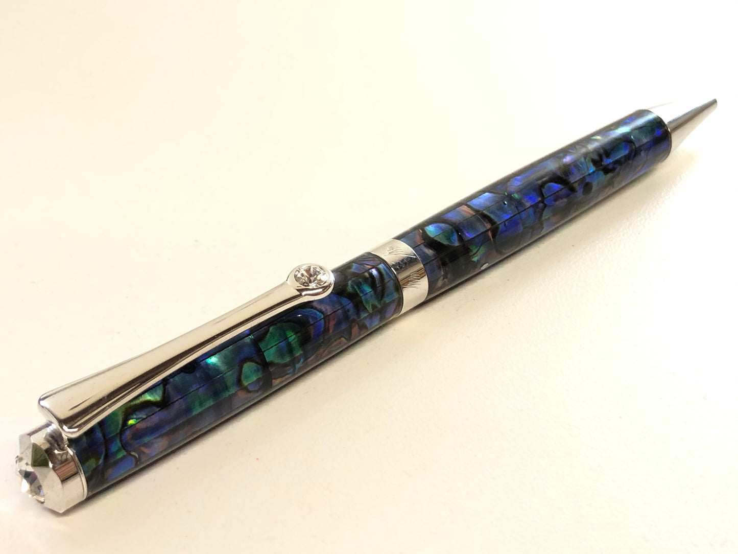 Zoe / Rhodium - Natural Paua Abalone