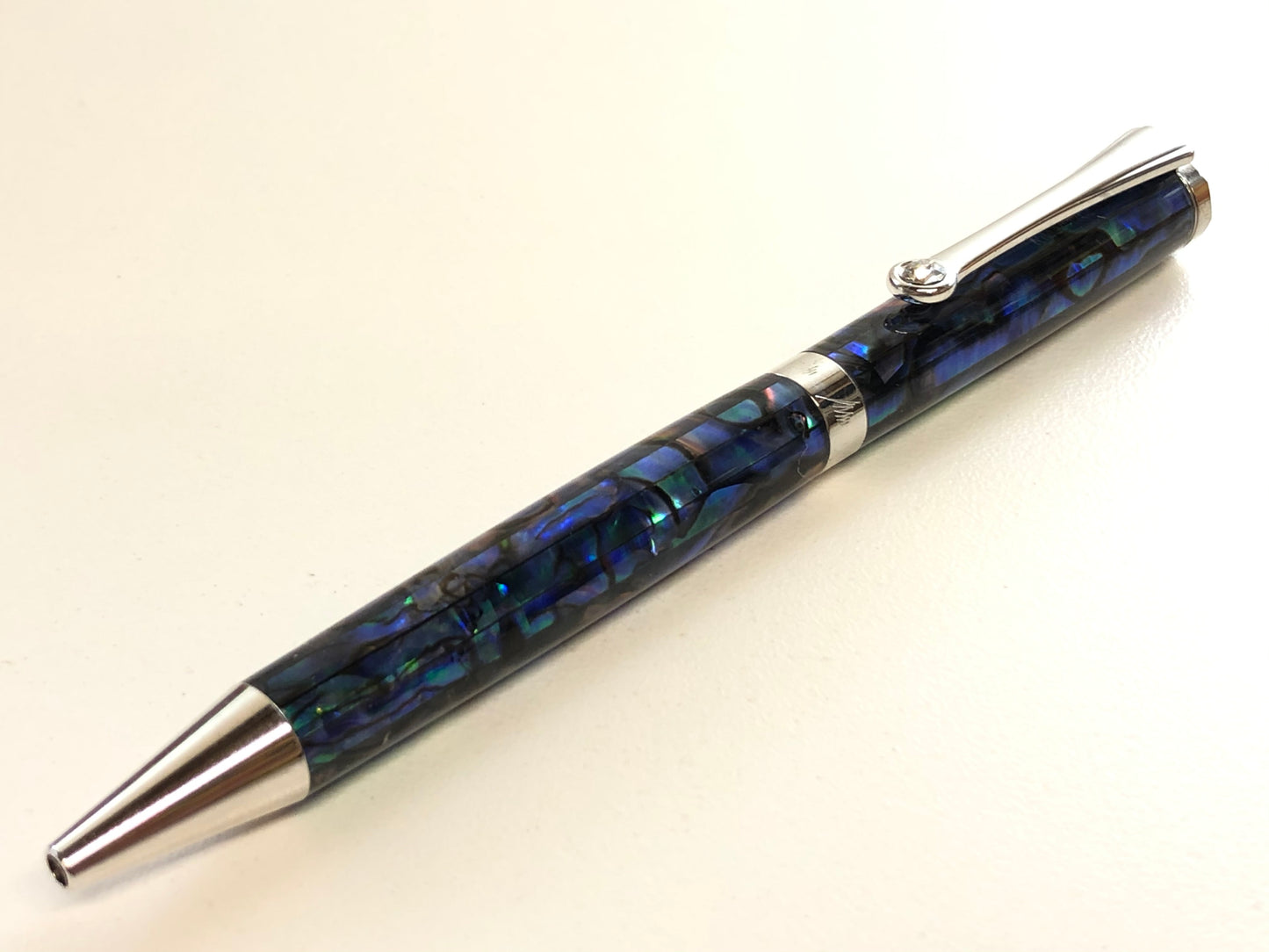 Zoe / Rhodium - Natural Paua Abalone