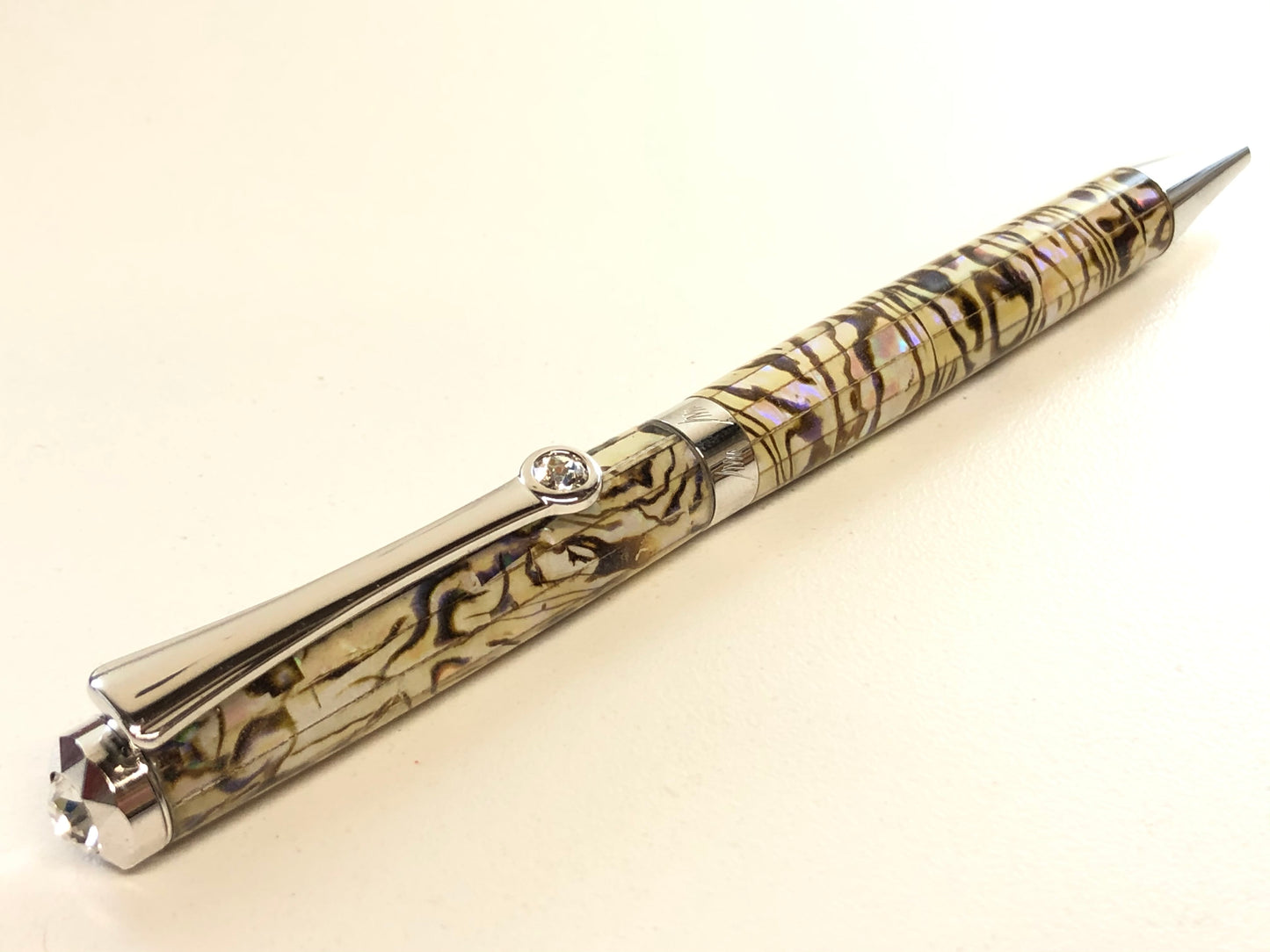 Zoe / Rhodium - White Paua Abalone