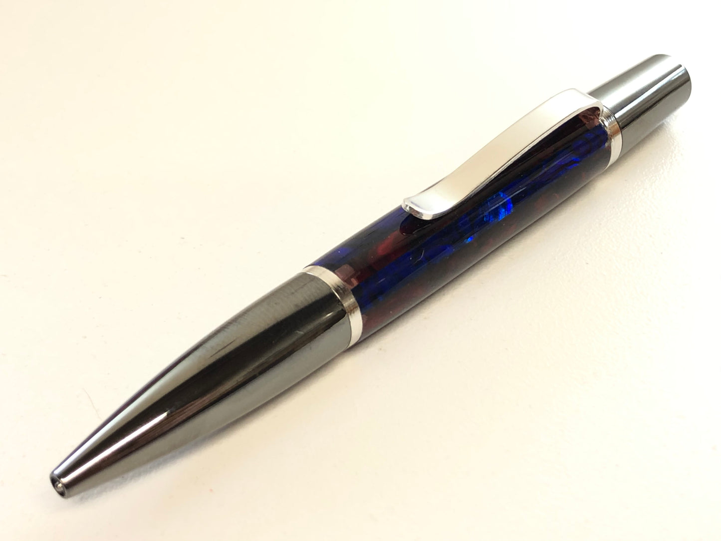 Ares / Black Titanium and Rhodium - Blue and Red Paua Abalone