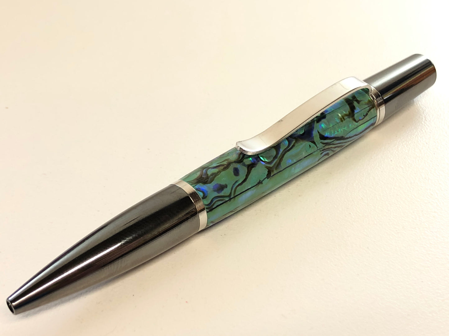 Ares / Black Titanium and Rhodium - Seafoam Green Paua Abalone