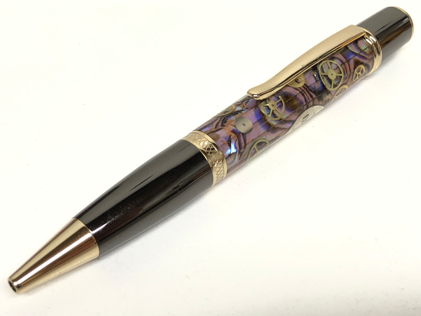 Monarch Grande / Gunmetal and Gold - Copper Paua Abalone and Watch Parts