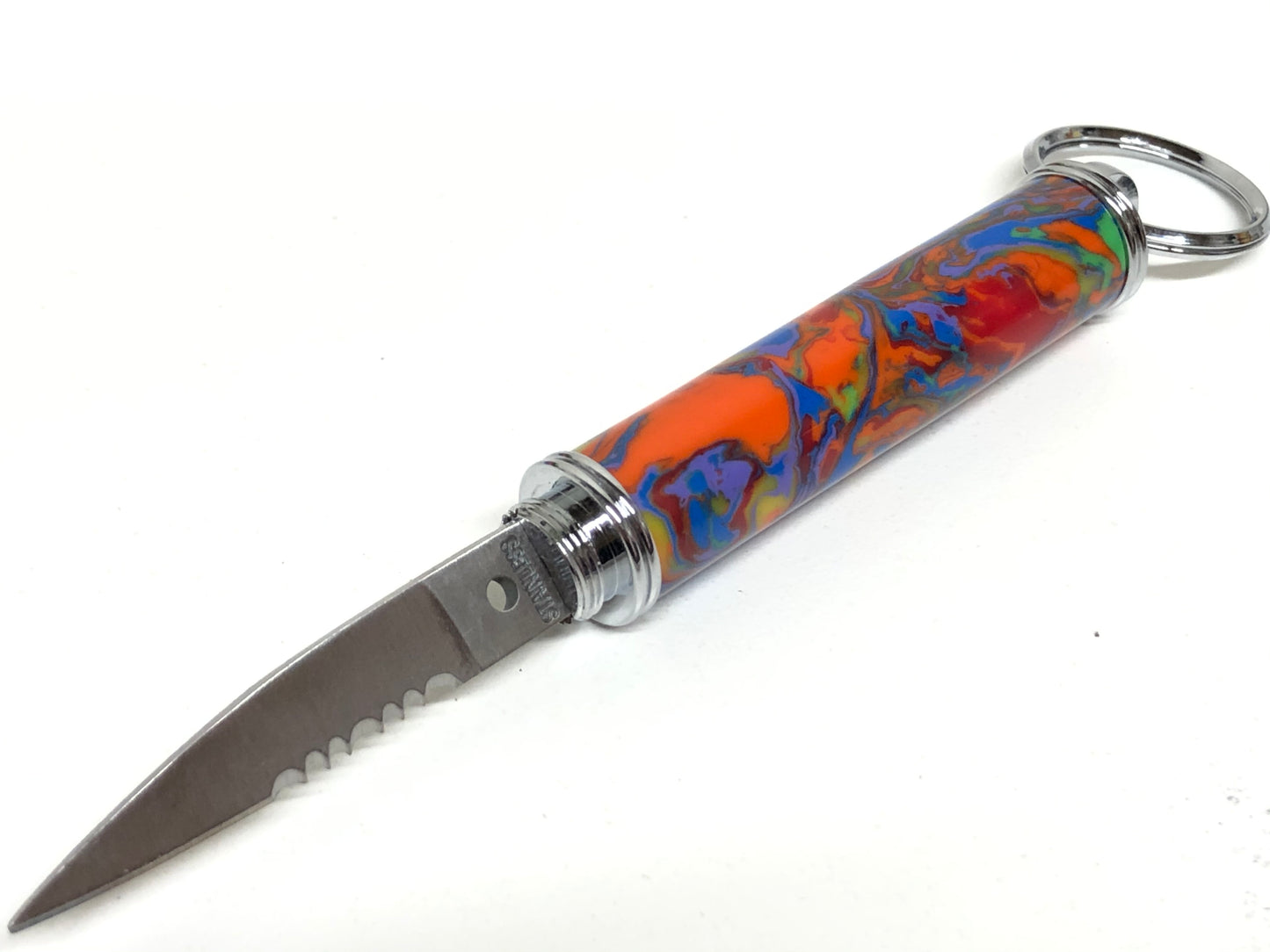 Pocket Knife Key Chain / Chrome - Resin