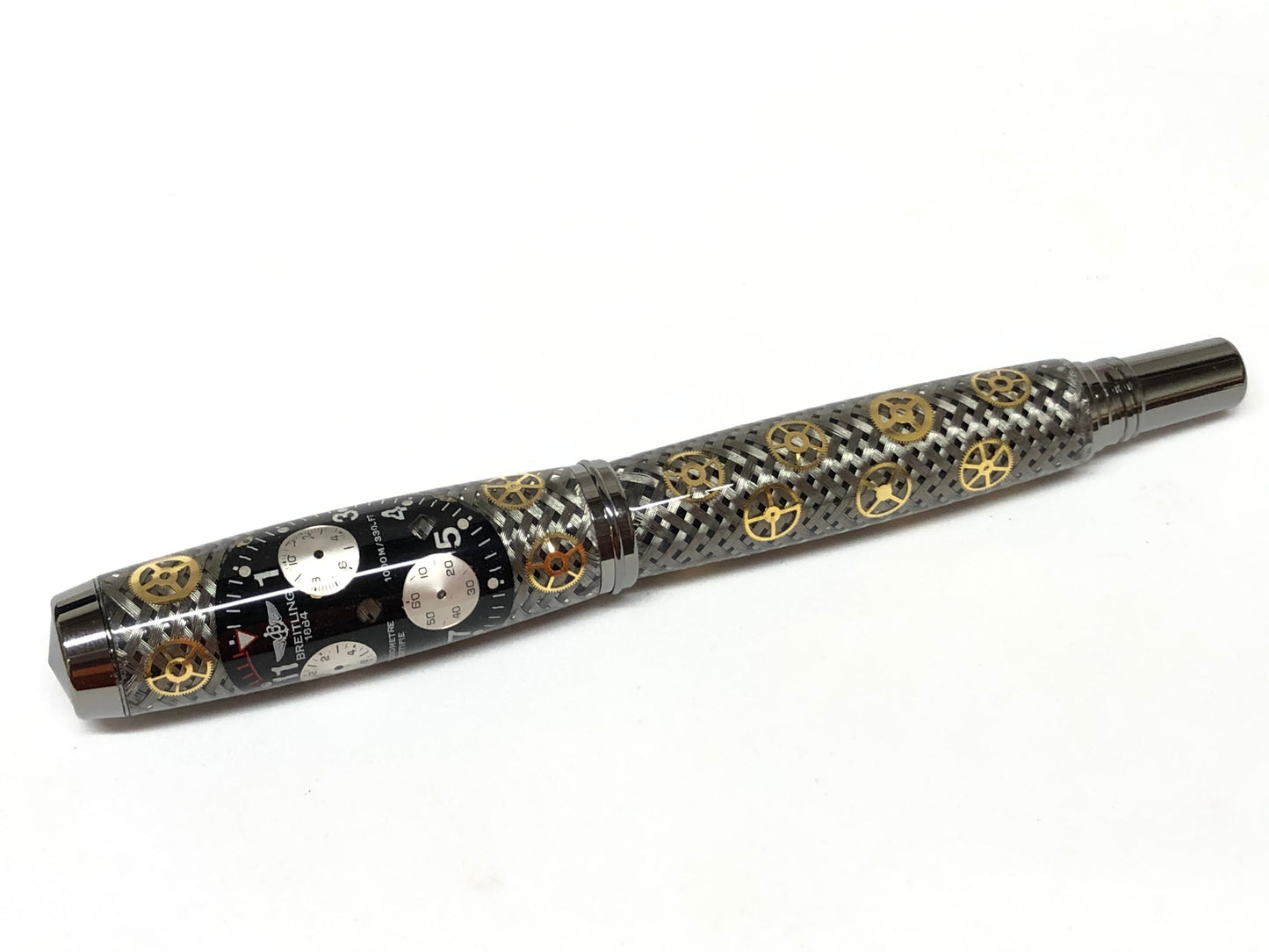 George Fountain / Black Titanium - Breitling Watch Parts w/Stainless Steel Braid