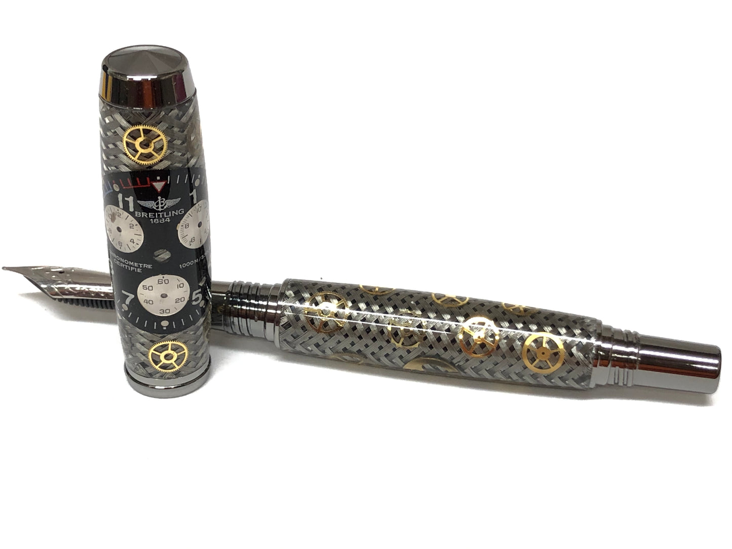 George Fountain / Black Titanium - Breitling Watch Parts w/Stainless Steel Braid