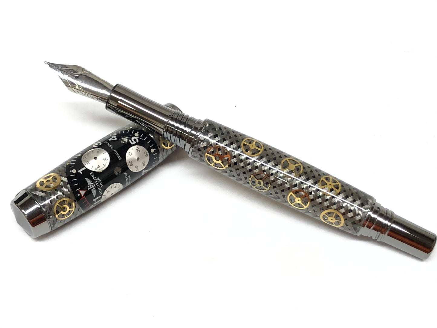 George Fountain / Black Titanium - Breitling Watch Parts w/Stainless Steel Braid