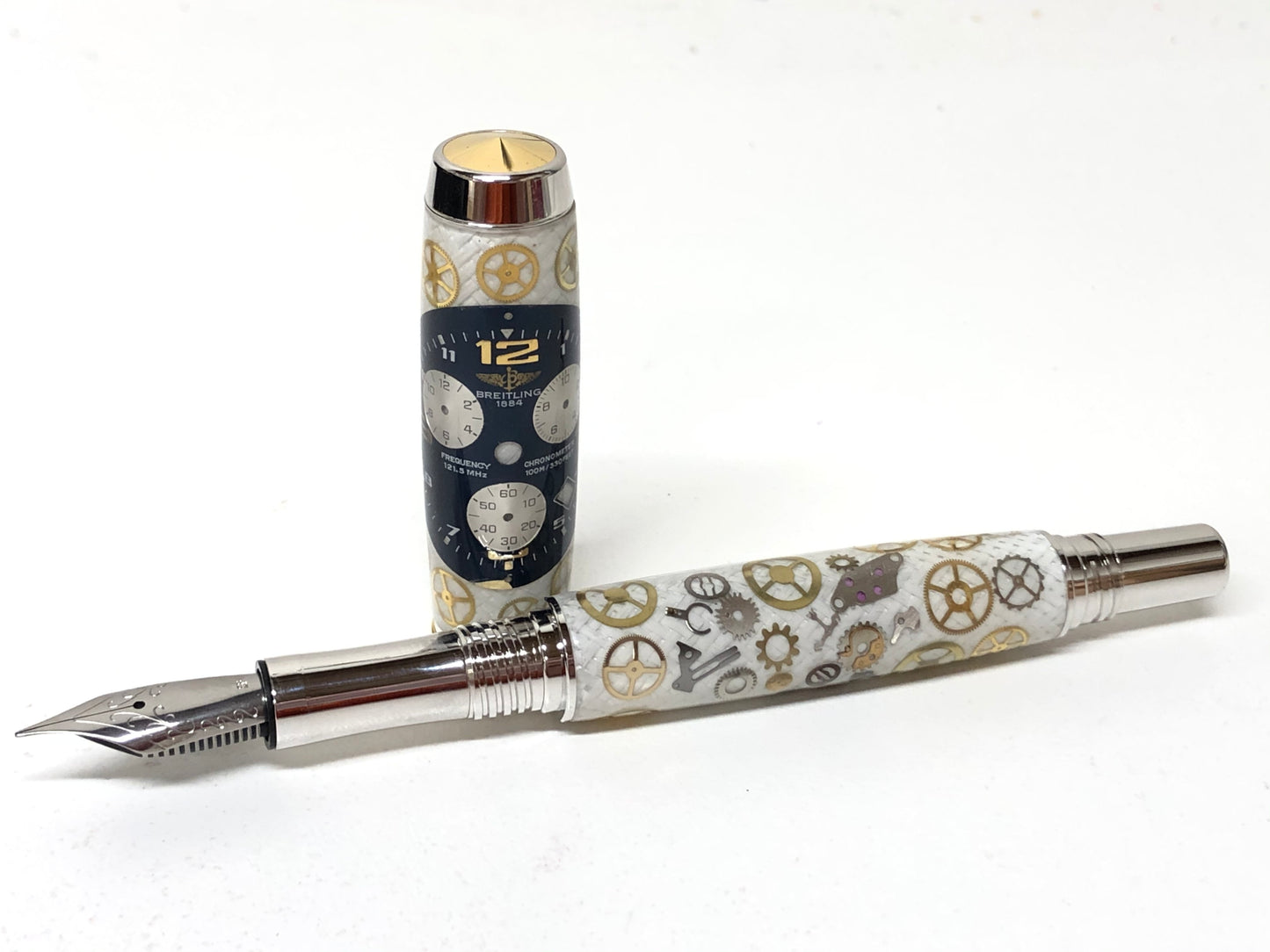 George Fountain / Rhodium and Gold - Breitling Watch Parts w/White Carbon Fiber