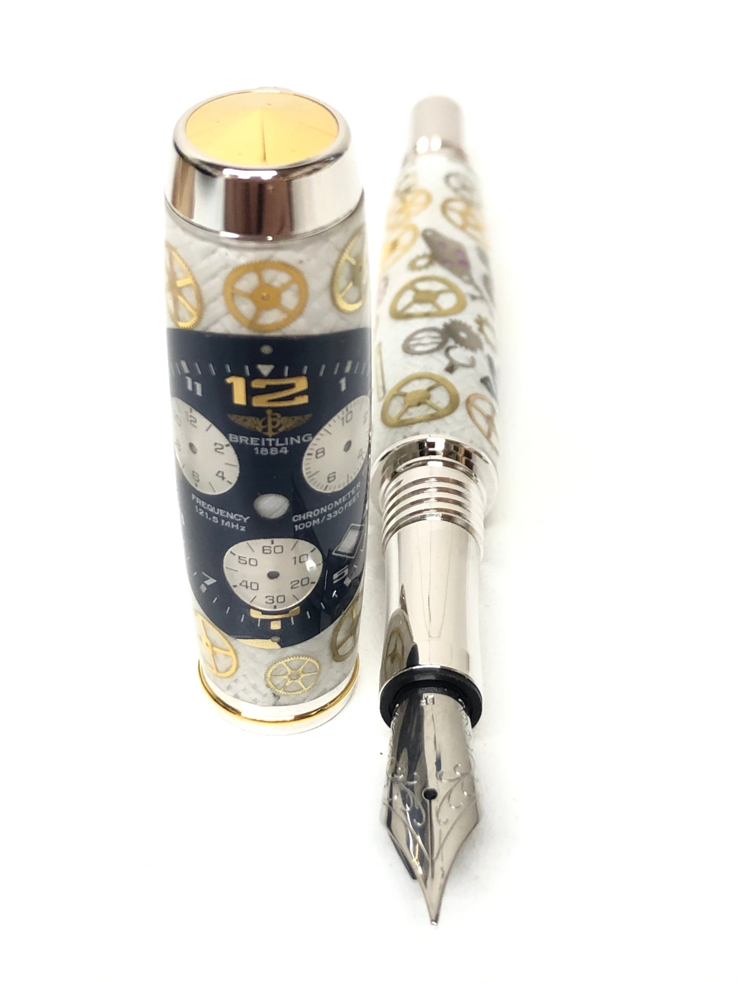 George Fountain / Rhodium and Gold - Breitling Watch Parts w/White Carbon Fiber