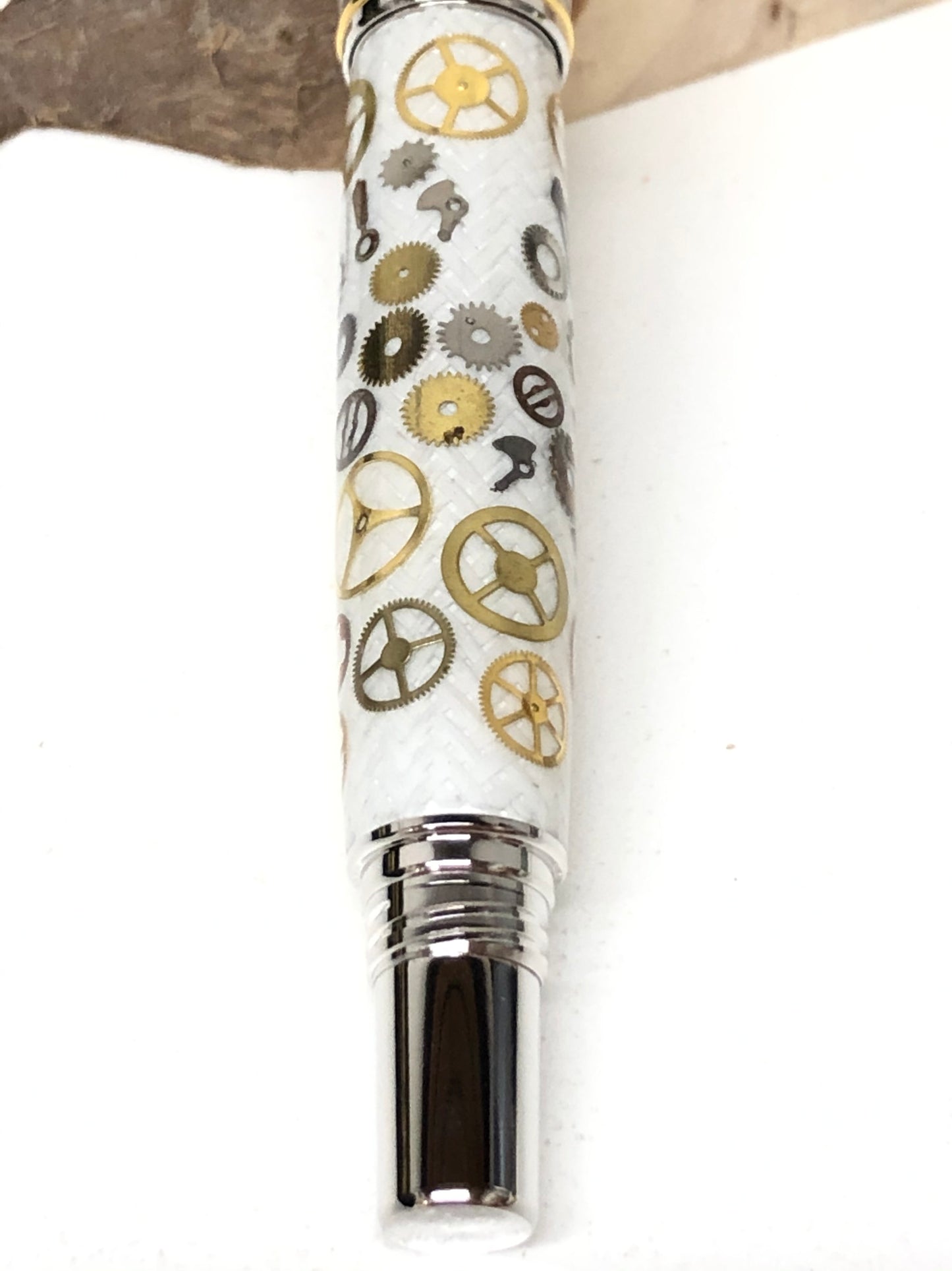 George Fountain / Rhodium and Gold - Breitling Watch Parts w/White Carbon Fiber