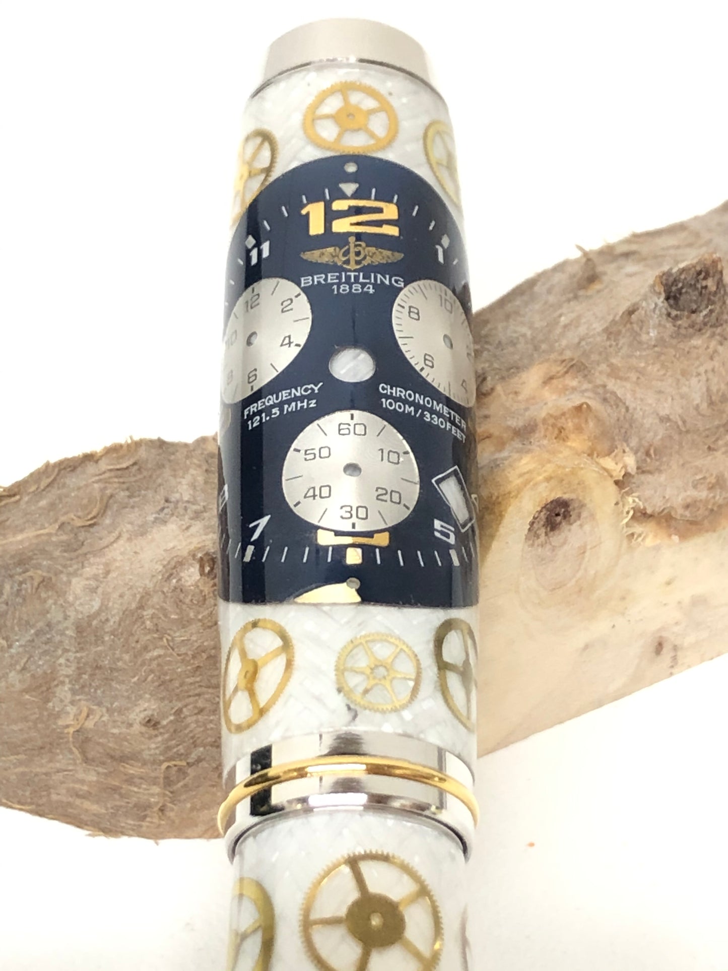 George Fountain / Rhodium and Gold - Breitling Watch Parts w/White Carbon Fiber